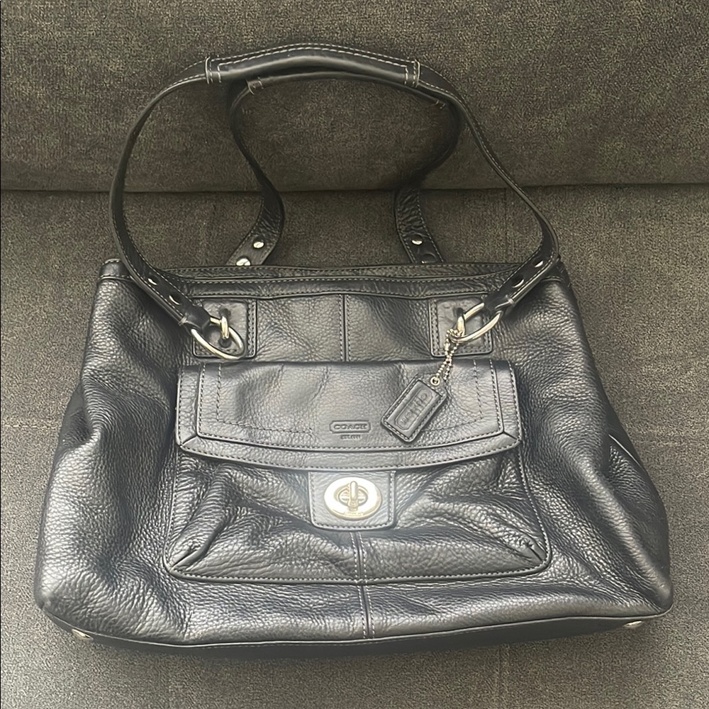 Coach Black Leather Tote Bag